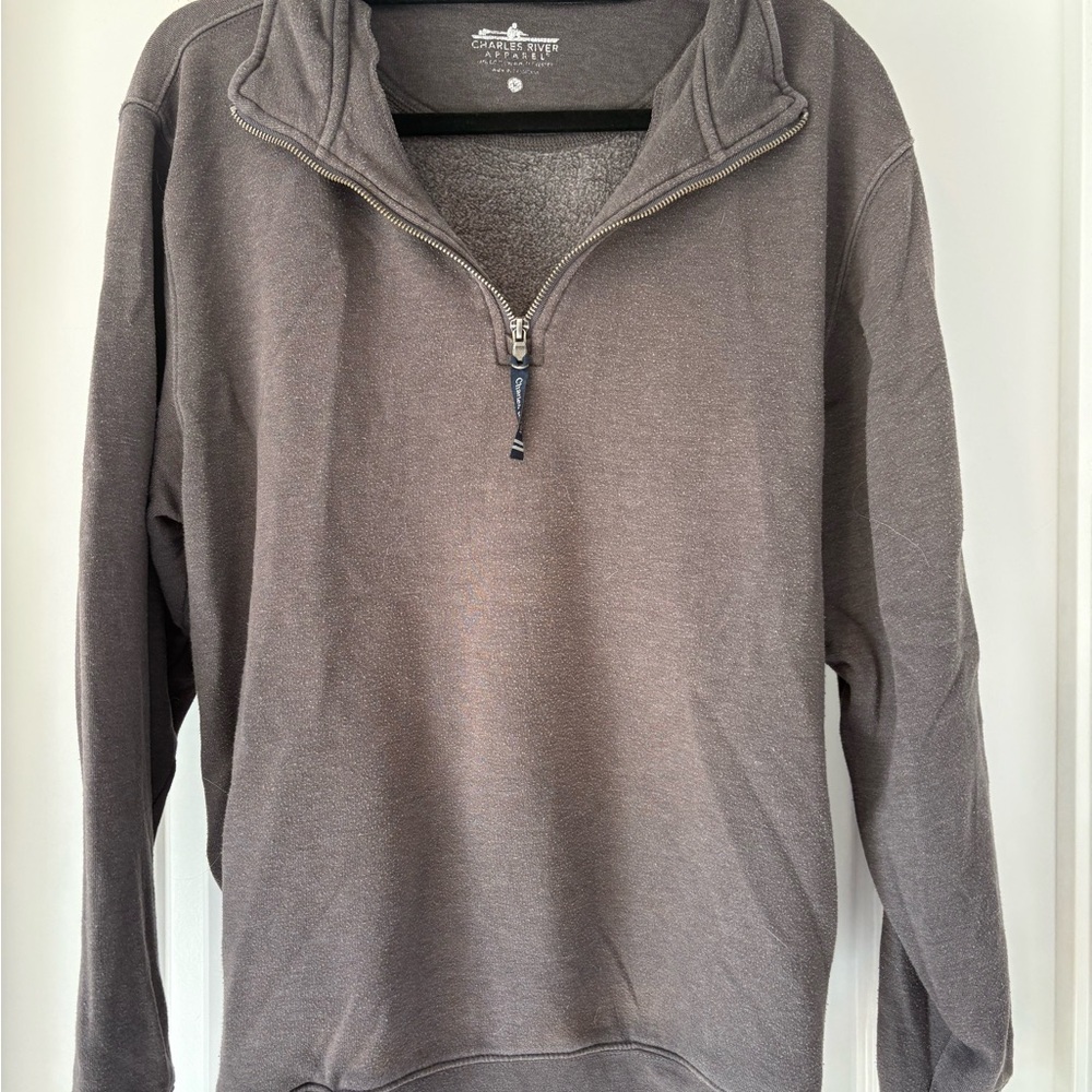 Charles River Apparel Men's Charcoal Zip-Up Sweater
